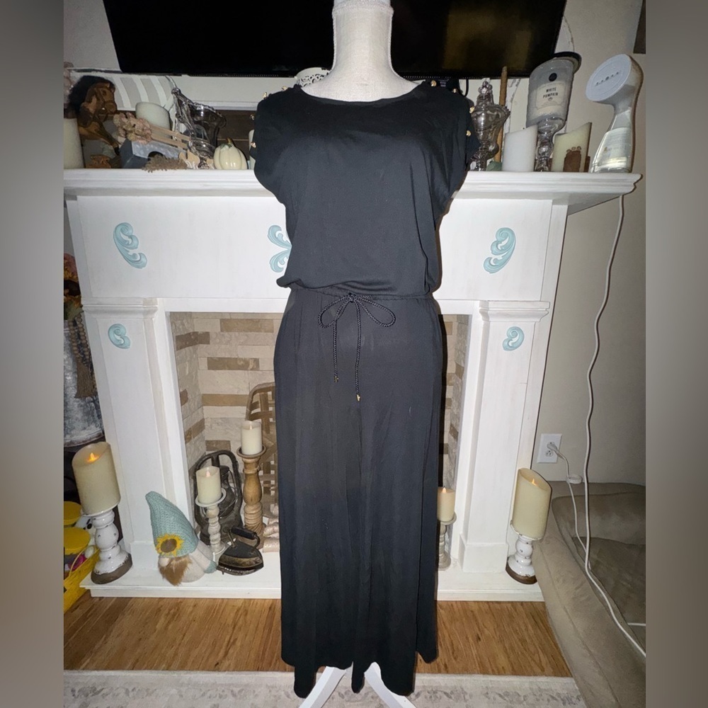 Lauren Ralph Lauren Wide Leg Cropped Stretchy Button Casual Jumpsuit Size S GUC